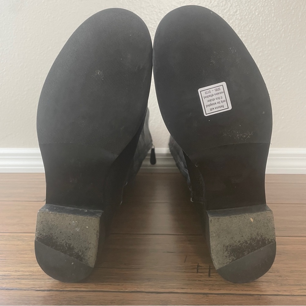 Black Leather Riding Boots with Gold Logo Tory Burch boots tall black boots - Picture 7 of 16